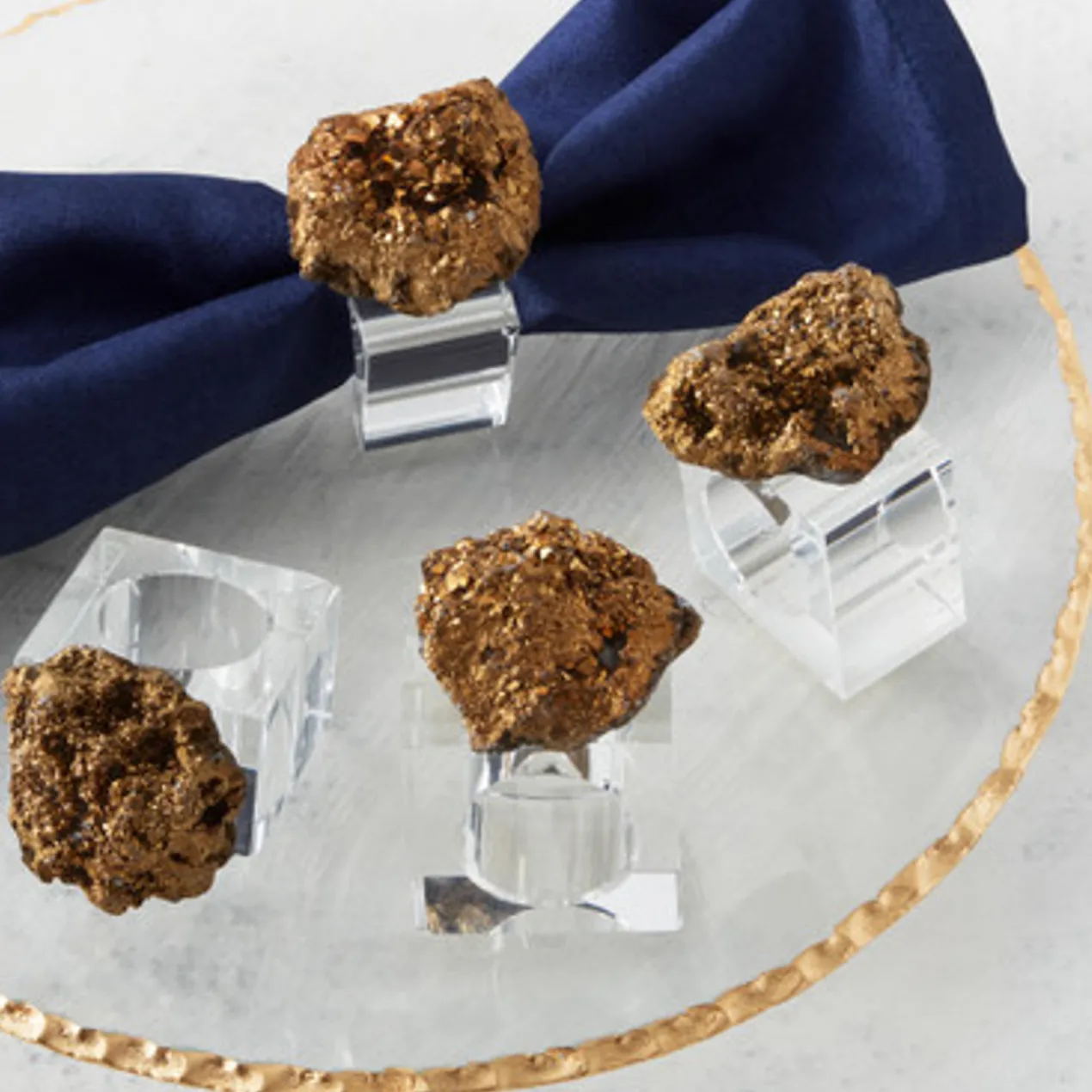 Aura Geode Napkin Ring - Set of 4