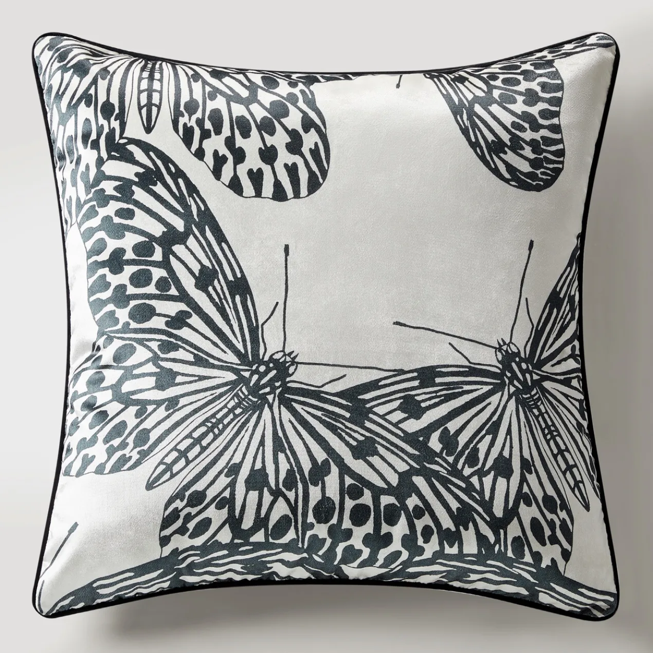 Butterfly Pillow 22"- Black/Ivory