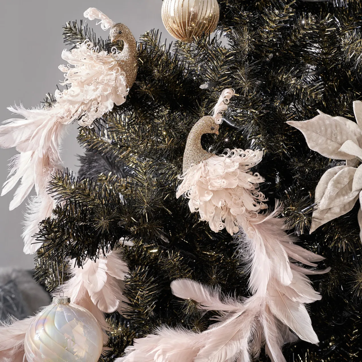 Champagne Peacock Clip - Set of 2