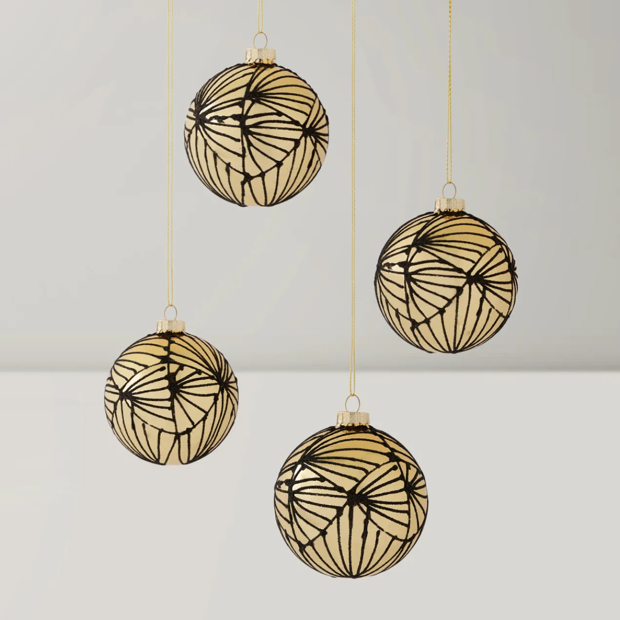 Geometric Glitter Ornamnet - Set of 4