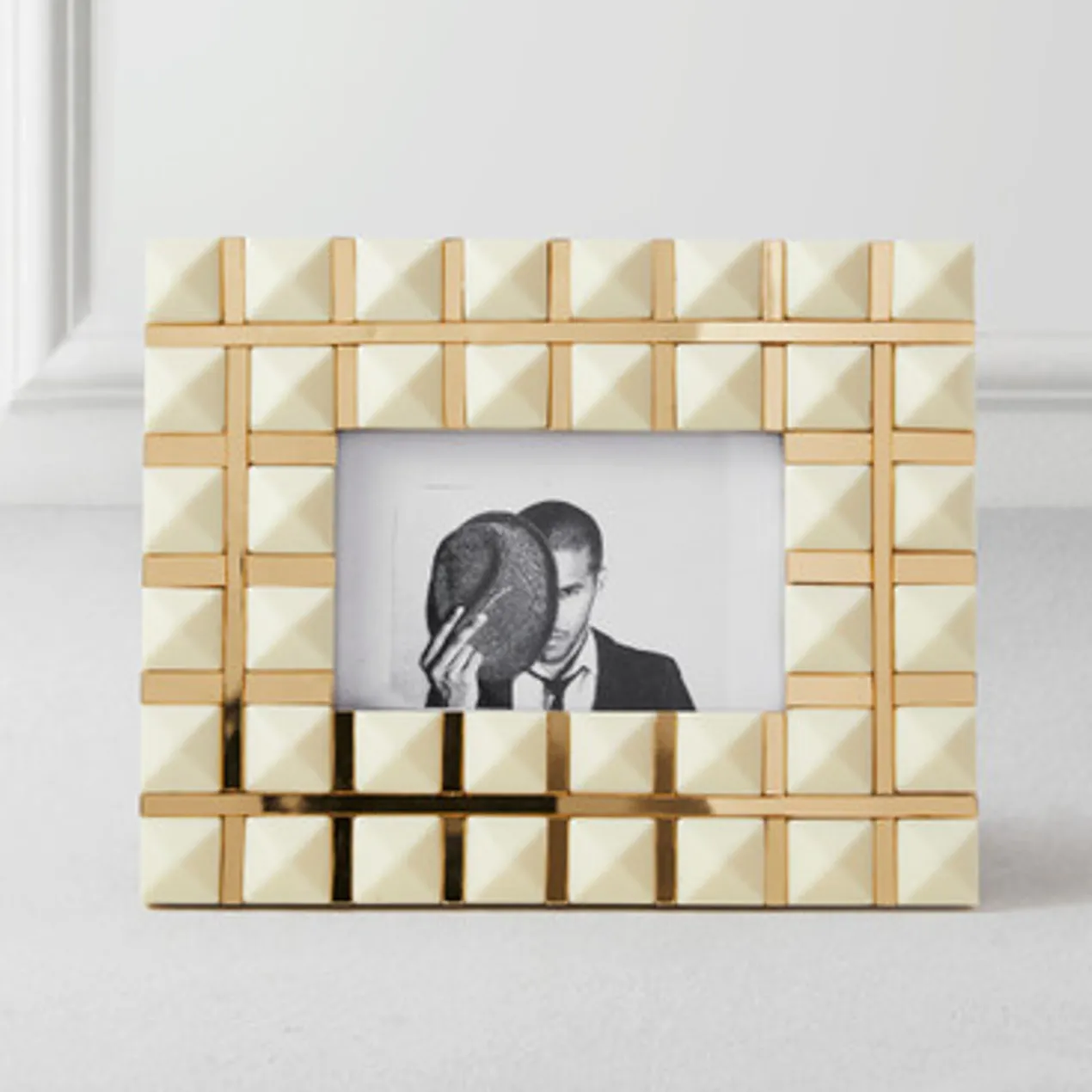 Glam Check Frame - White