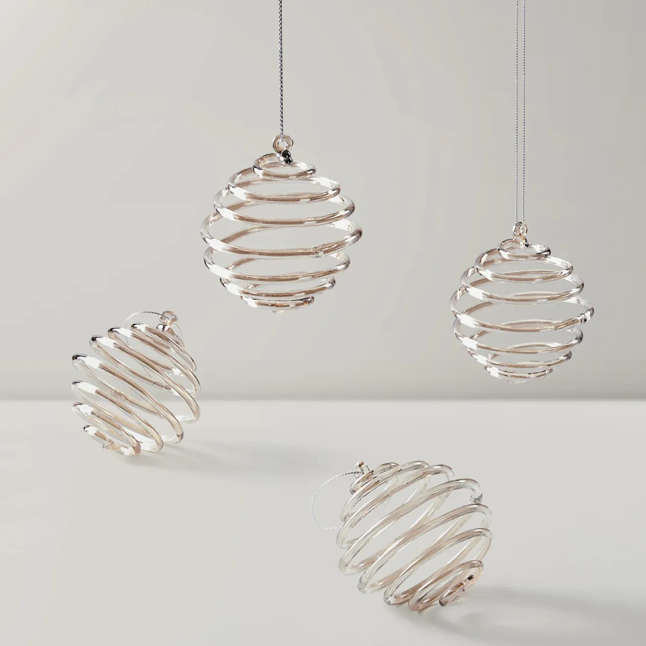 Glass Spiral Ornament - Set of 4