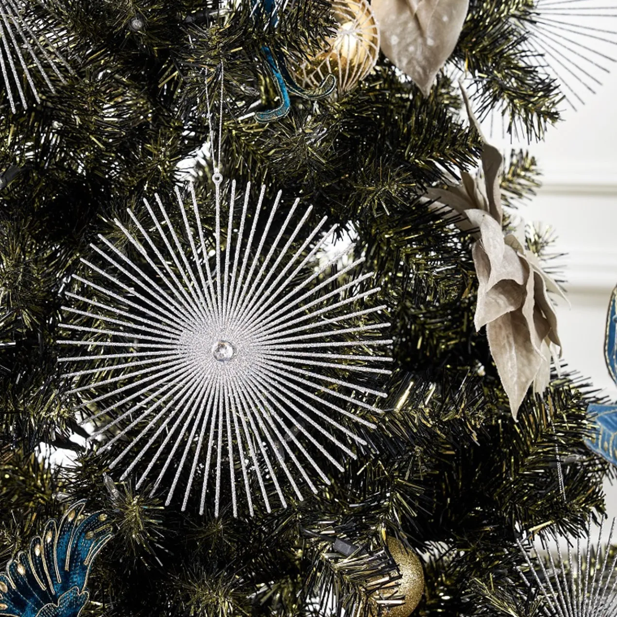 Glitter Starbust Ornaments - Set of 4