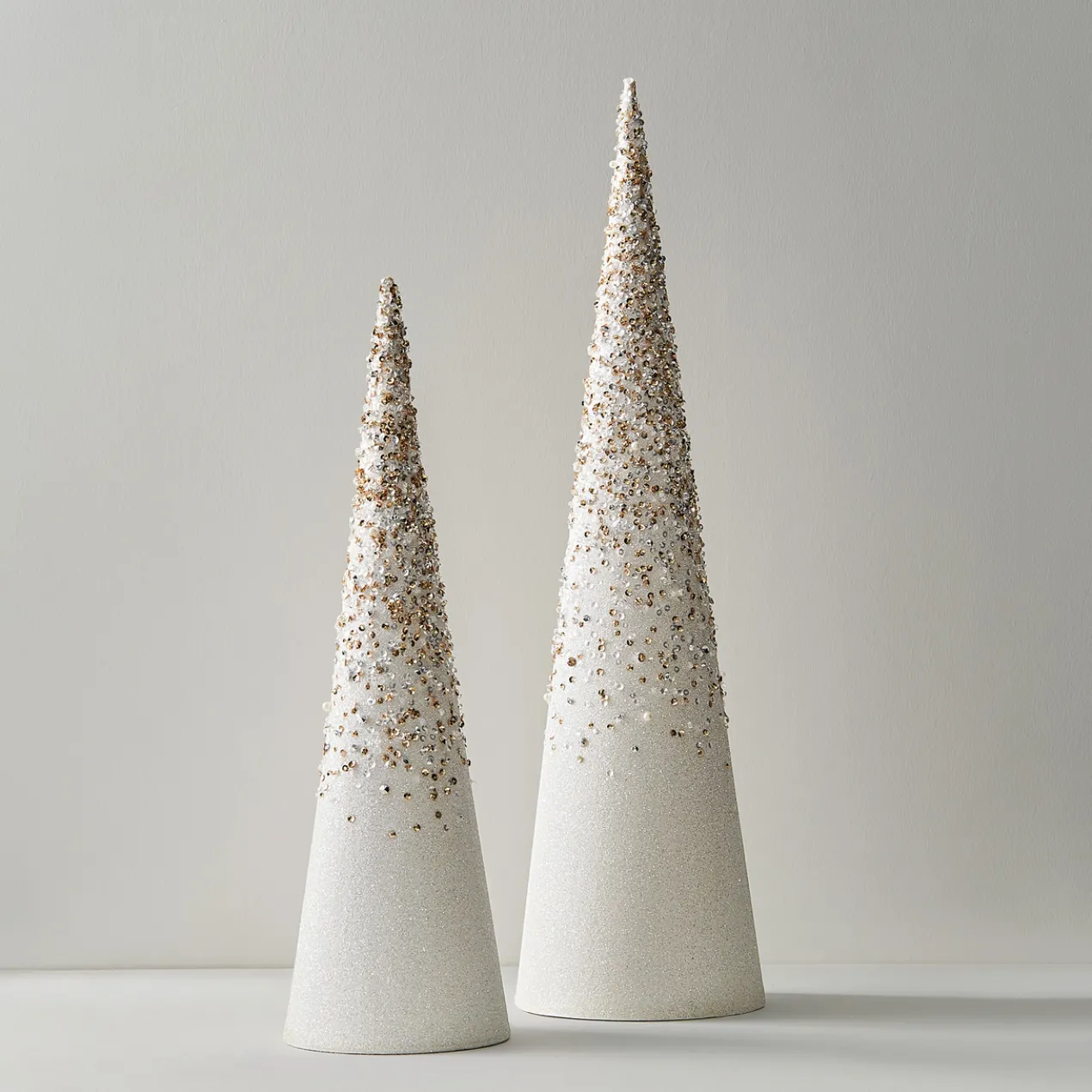 Glittered Cone Trees - Set of 2