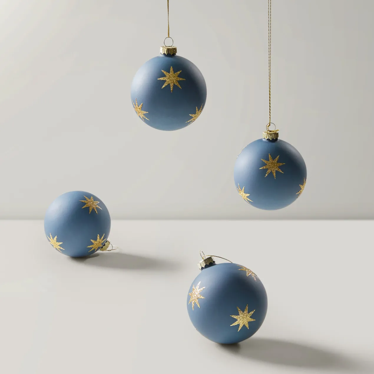 Glittered Stars Ornament - Set of 4