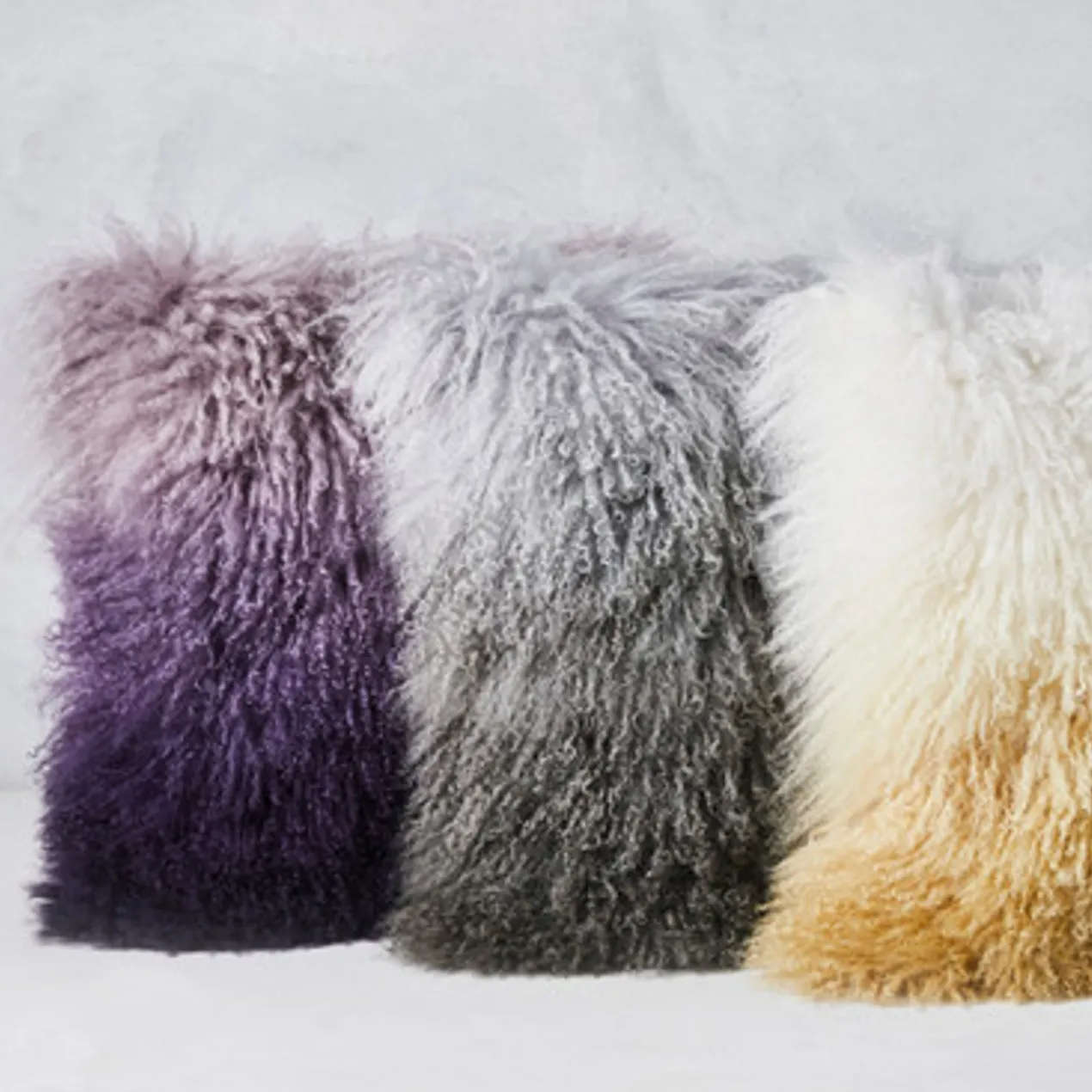 Ombre Mongolian Pillow 22" - Grey/Charcoal