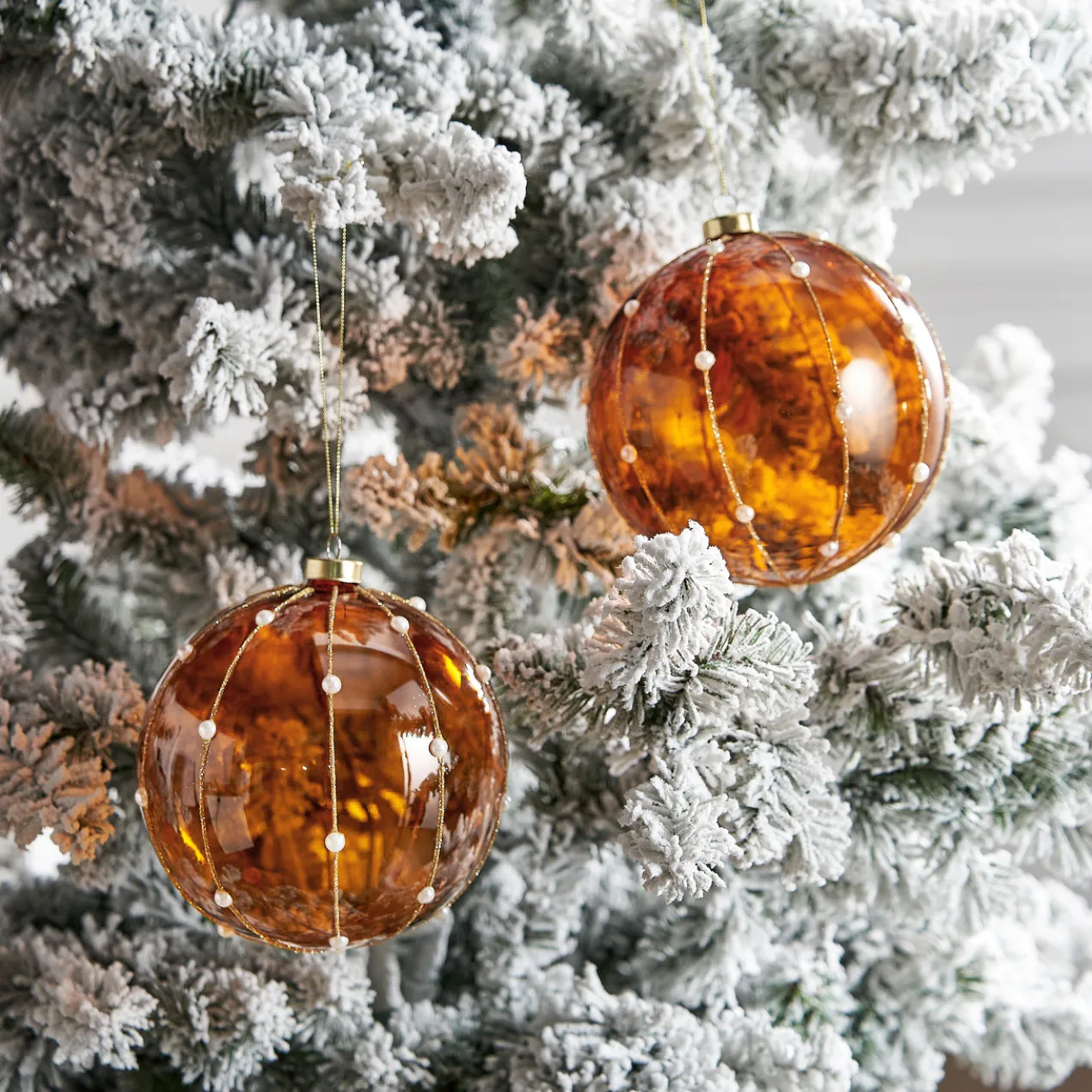 Oversized Amber Ornament 6" - Set of 2