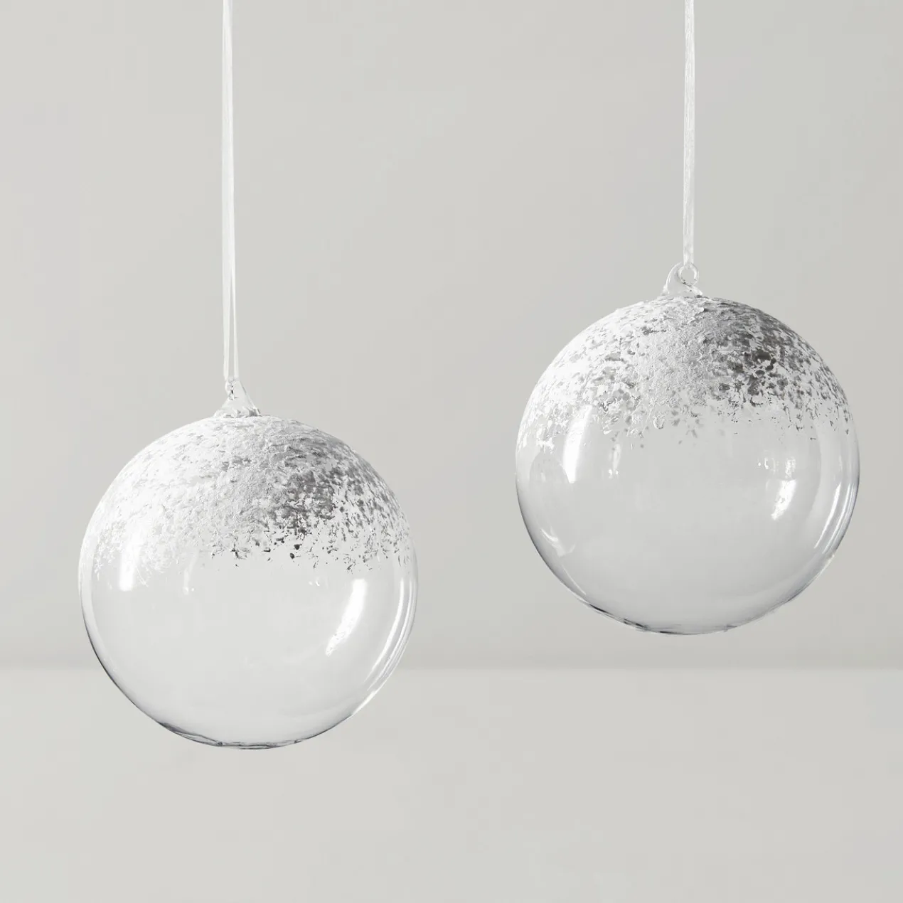 Oversized Snowy Glass Ornament 8” – Set of 2
