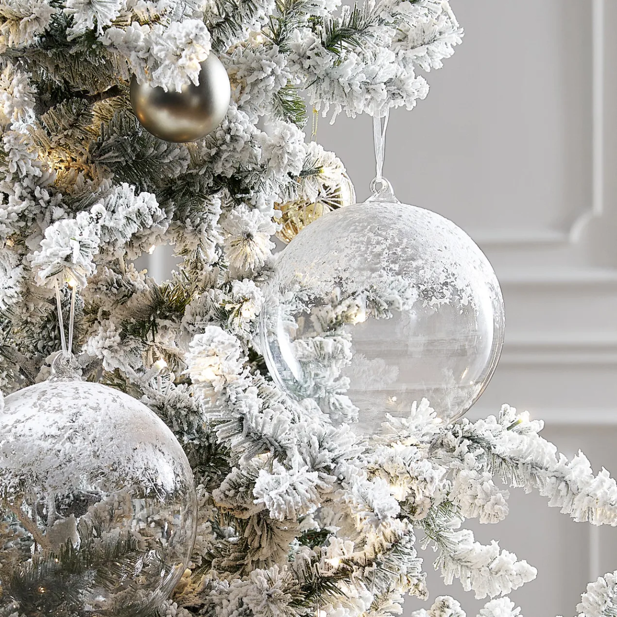 Oversized Snowy Glass Ornament 8” – Set of 2