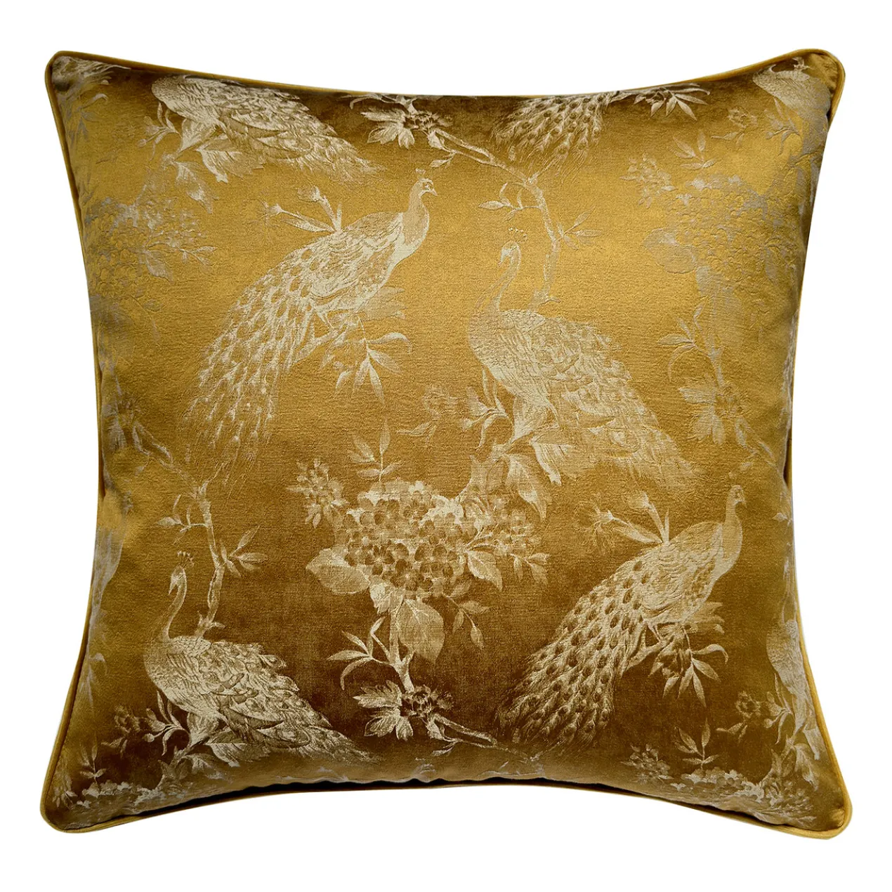 Peacock Pillow 20" - Mustard