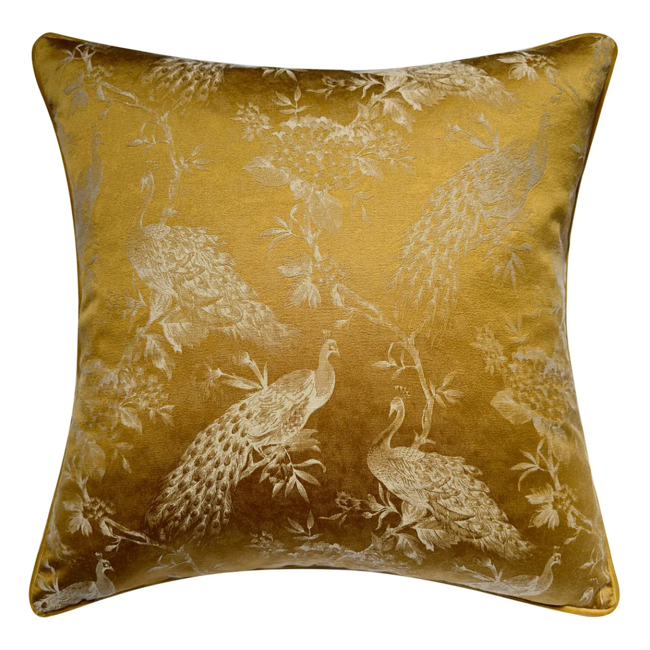 Peacock Pillow 20" - Mustard