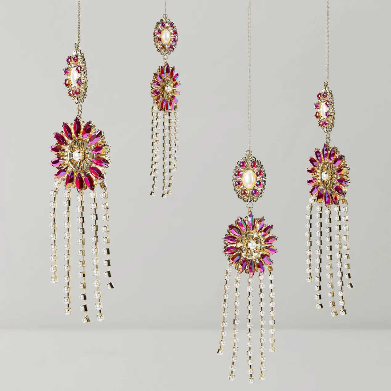 Rhinestone Drop Ornament - Set of 4