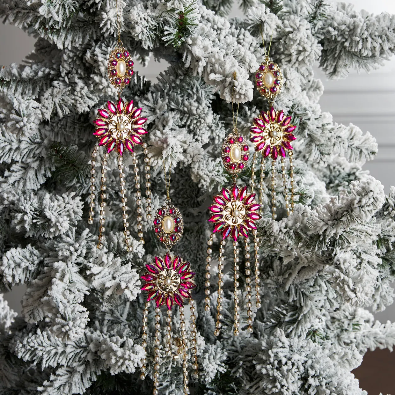 Rhinestone Drop Ornament - Set of 4