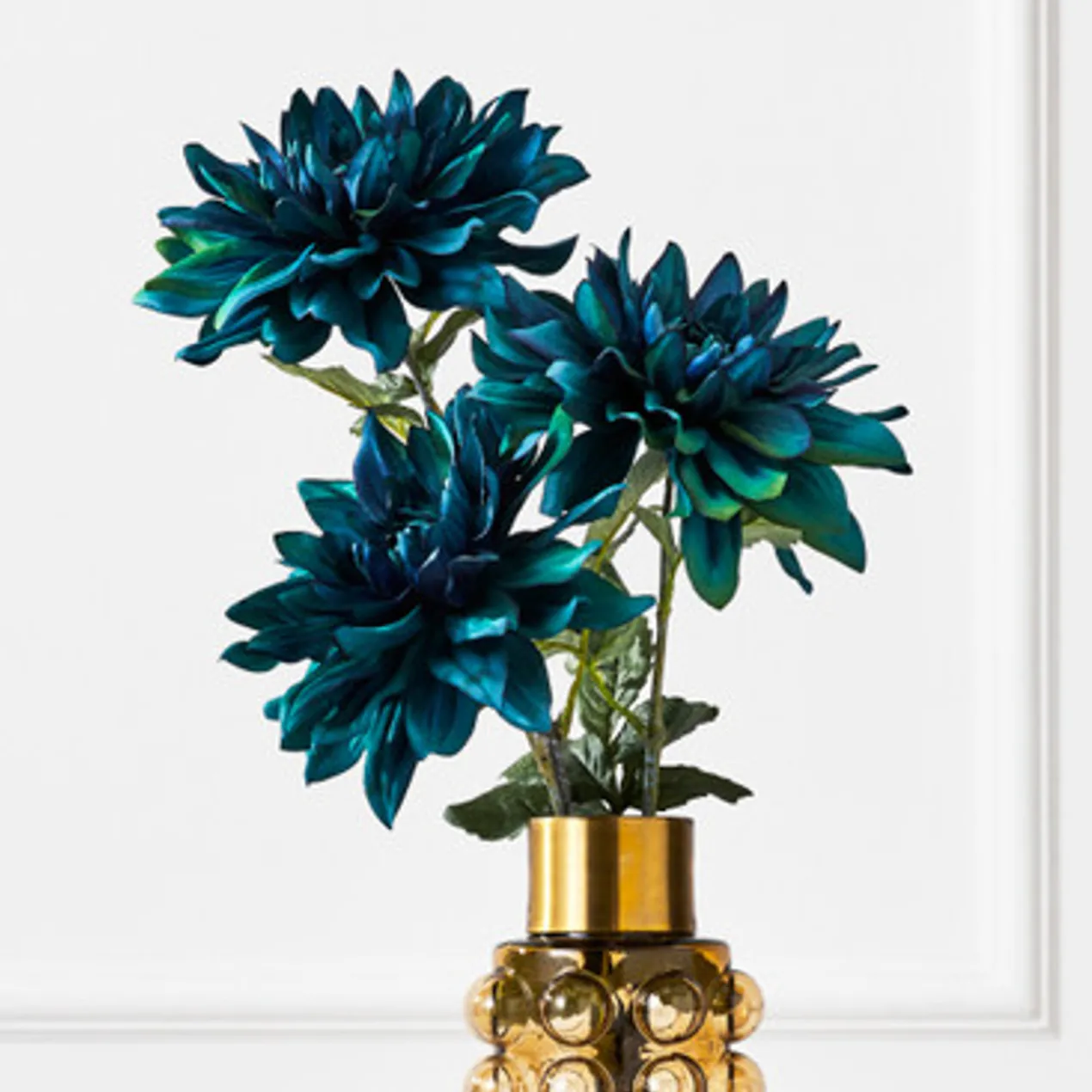 Teal Open Dahlia - Set of 3
