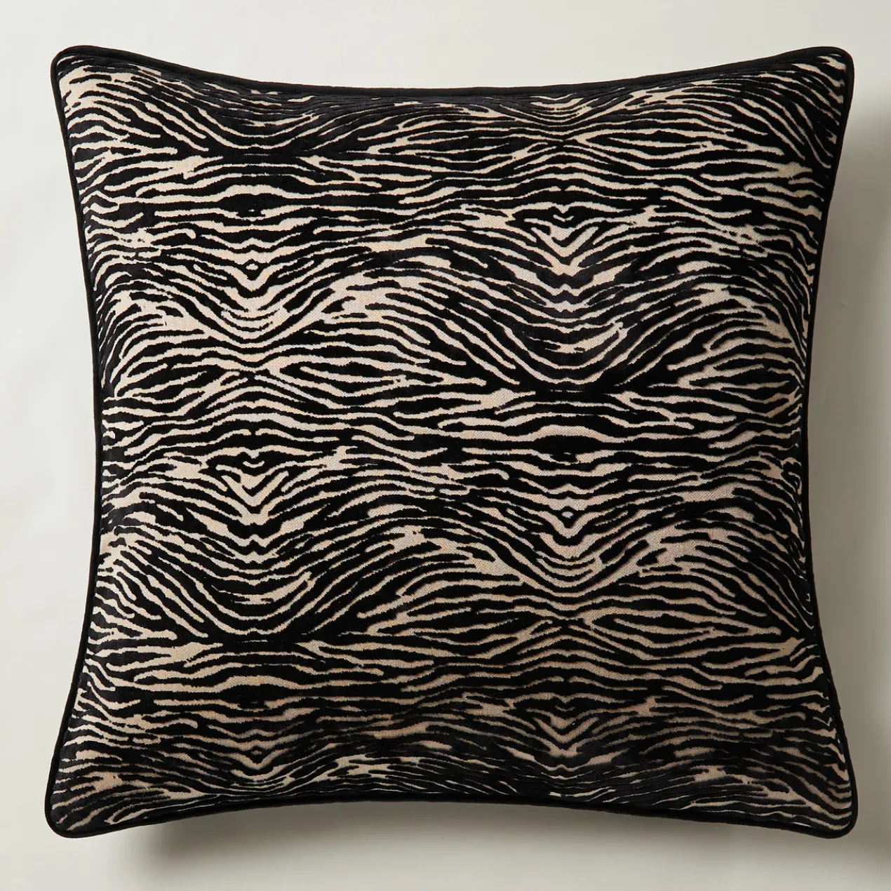 Wavy Zebra Pillow 22" - Black