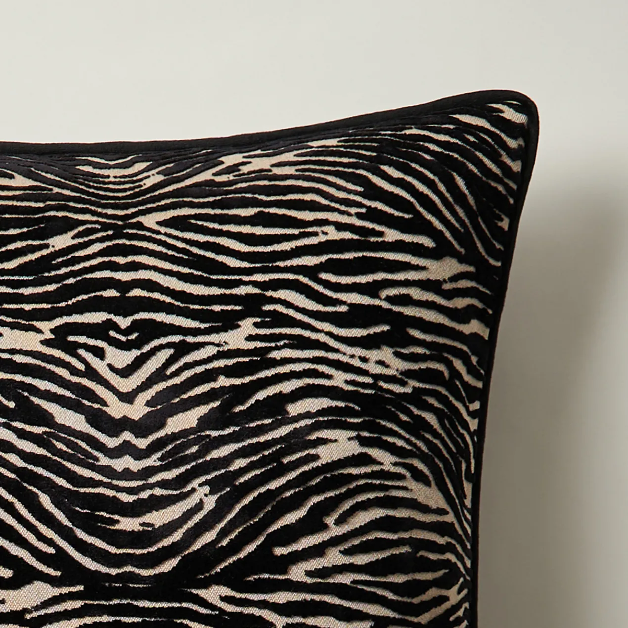 Wavy Zebra Pillow 22" - Black
